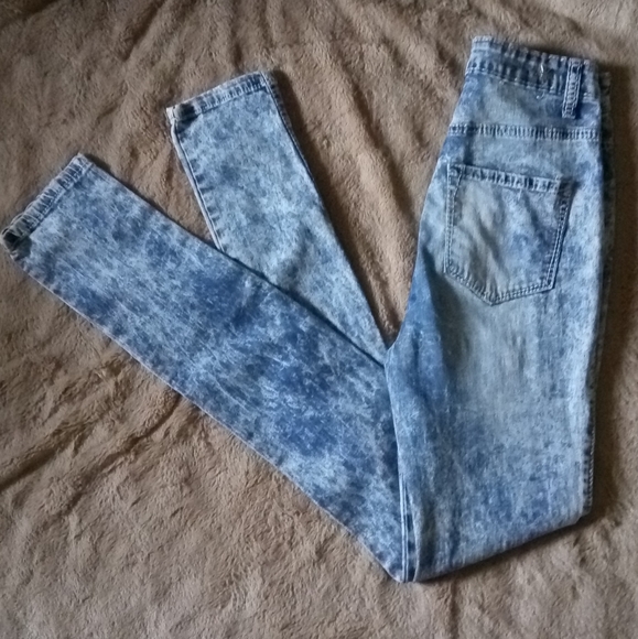 Crave Fame Acid Wash Skinny High Waisted Jeans 5 - Picture 4 of 6
